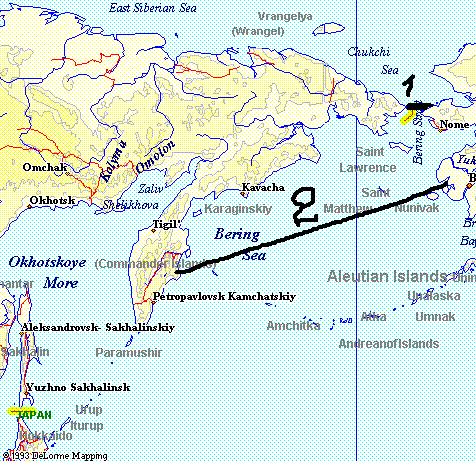 Карта камчатки и аляски