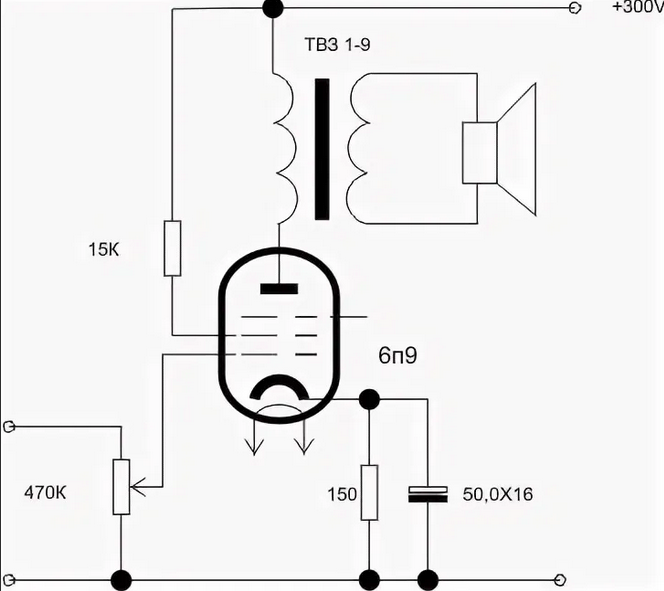 Схема простого лампового усилителя